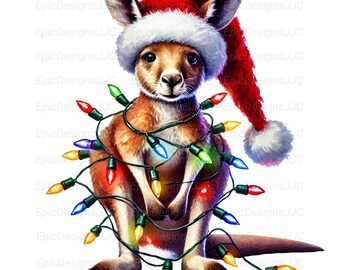 Christmas Kangaroo PNG, Sublimation Design, Kangaroo Clip Art, Trending Png, Animal Clipart, T-Shirt Design, Digital Download, Png Designs