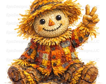 Brushstroke Scarecrow Png, Farmhouse Sublimation Design, Cute Scarecrow Clipart, Farm Life Png, T-Shirt Png, Digital Download, DTF