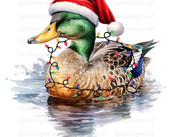 Weihnachtsente PNG, digitaler Download, Weihnachtsente PNG, Weihnachtsentenjagd PNG, Stockenten Ente Sublimation PNG, Weihnachten Sublimation