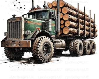 Logging Truck Png, Sublimation Design, Logging Equipment Png, Logging Png, T-Shirt Design, Digital Download, Png Designs, DTF Png