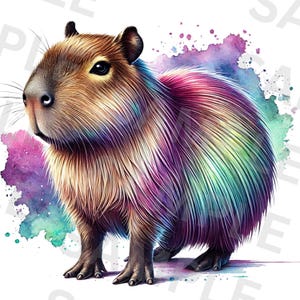 Colorful Iridescent Capybara Png, Sublimation Design, Capybara Clipart, T-Shirt Design, Digital Download Png, Cute Capybara, DTF Png