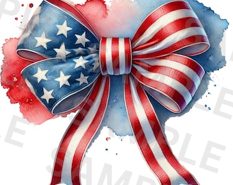 American Flag Bow PNG, 4th of July Sublimation, USA Bow PNG, Patriotic Hair Bow Clipart, July 4th Sublimation Design, Digital Download