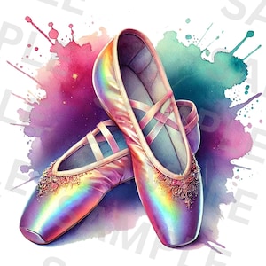 Iridescent Ballet Shoes Png, Sublimation Design, Ballerina Png, Dance Png, Trendy Png, T-Shirt Design, Png Designs, Digital Download, DTF