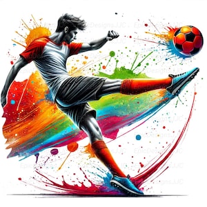 サッカー選手Png、昇華デザイン、サッカーPng、アスリートPng、スポーツPng、Tシャツデザイン、デジタルダウンロード、Pngデザイン、DTF Png 画像 1