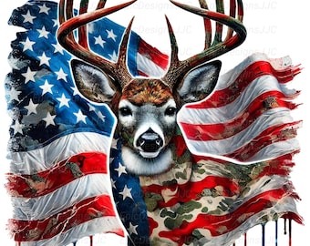 Camo USA Buck PNG, Sublimation Design, Deer with Flag Png, Hunter Png, Whitetail Buck, Deer Png, Deer Season Png, Camo Hunting Png, DTF