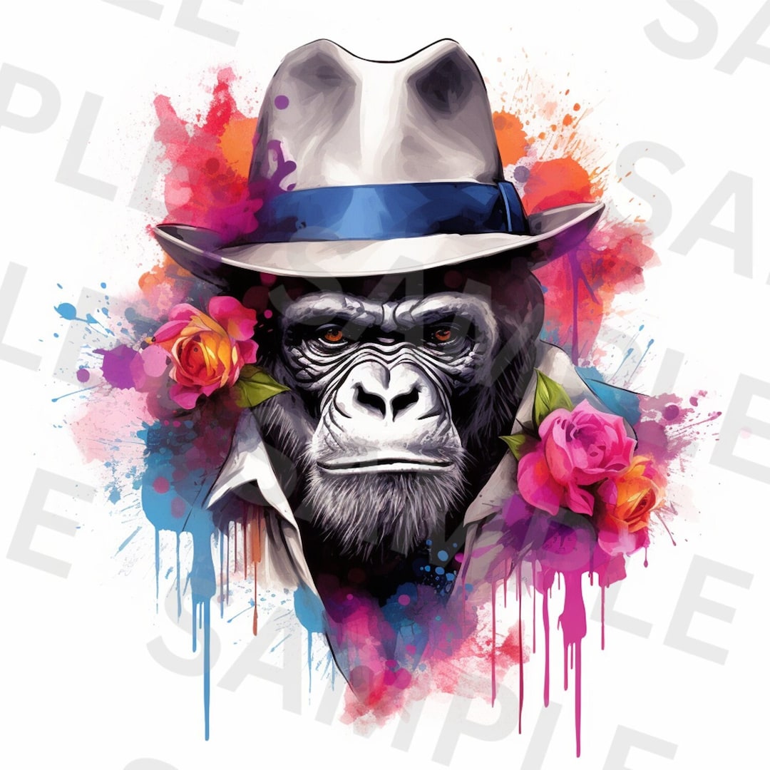 5 Clipart Gorilla, Silverback Gorilla PNG, Printable Watercolor Clipart, High Quality Pngs ...