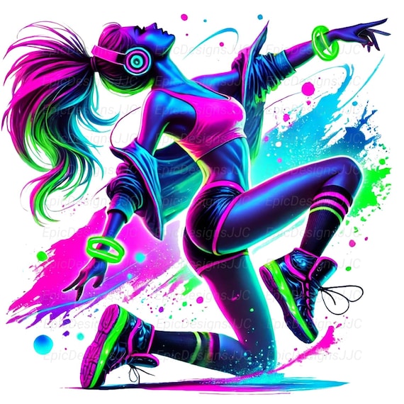 Female Dancer Png, Sublimation Design, Dancer Clip Art, House Music Png, EDM Png, Hip Hop Png, T-Shirt Design, Digital Download Png, DTF Png