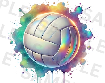 Pallavolo PNG – Clipart sportive iridescenti per sublimazione, design colorato di pallavolo per magliette, bicchieri e regali