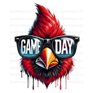Game Day Cardinal Png, Sublimation Design, Red Cardinal Mascot Png, Mascot Png, Sport Png, T-Shirt Design, Instant Digital Download Png, DTF image 1
