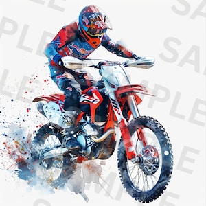 5 Dirt Bike PNGs - Aquarell Motocross Clipart Bundle für Jungen Geburtstag Shirts, Racing Crafts, Tumbler Wraps & digitale Downloads