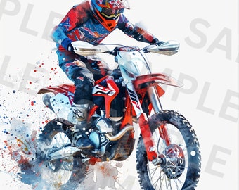 5 Dirt Bike PNGs – Watercolor Motocross Clipart Bundle for Boys Birthday Shirts, Racing Crafts, Tumbler Wraps & Digital Downloads