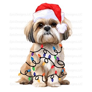 Shih Tzu navideño PNG, diseño de sublimación de perro PNG, animal navideño PNG, feliz Navidad PNG, descarga digital