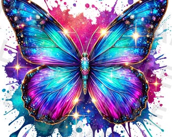Iridescent Butterfly Png, Sublimation Design, Glitter Butterfly Png, T-Shirt Design, Digital Download, Insect Png, Png Designs Trendy, DTF