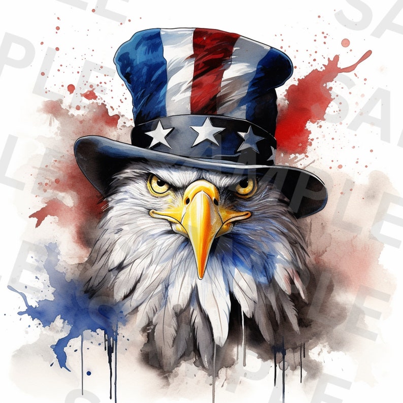 5 Bald Eagle Clipart Set Patriotic USA Bald Eagle Watercolor - Etsy