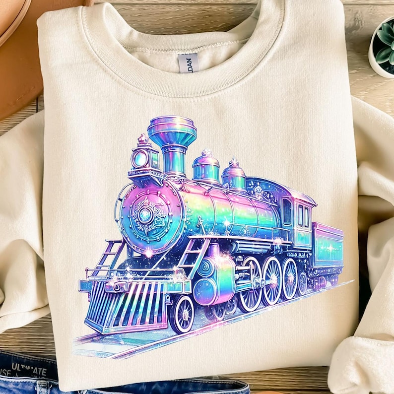 Colorful Iridescent Locomotive Png, Sublimation Design, Train Clipart ...