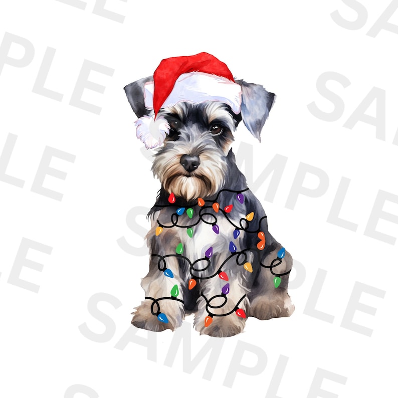 Julminiatyrschnauzer PNG, PNG sublimeringsdesign, juldjur PNG, god jul PNG, digital nedladdning, god jul PNG bild 1