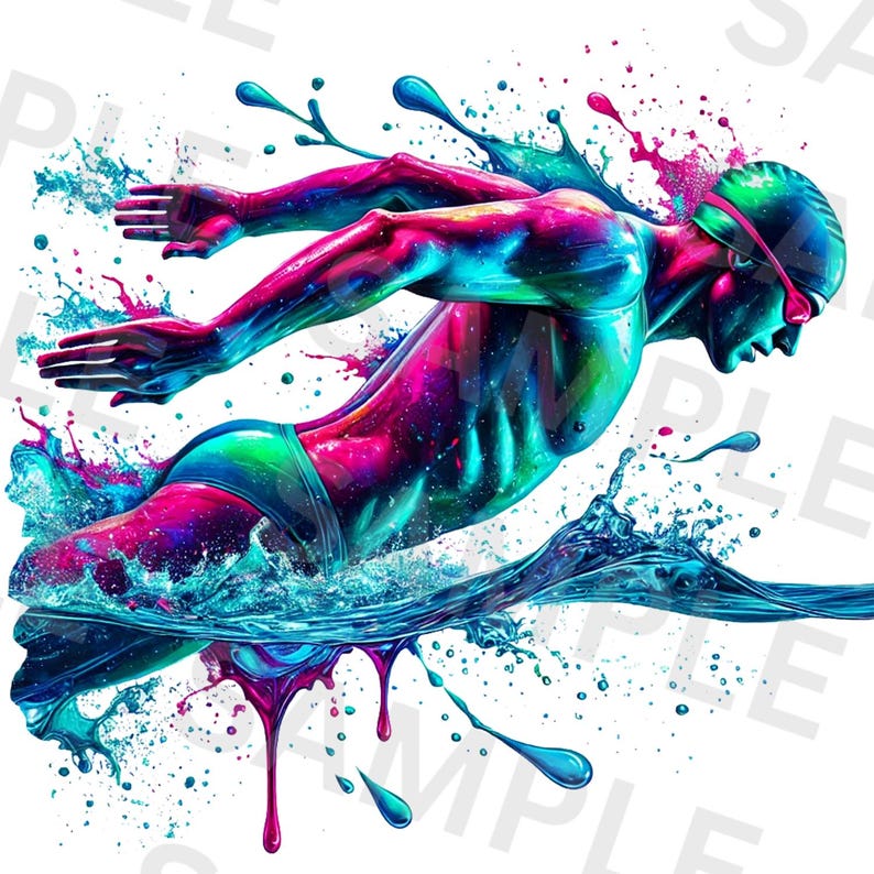 Iridescent Swimmer Png, Sublimation Design, Swimming Png, Athlete Png ...