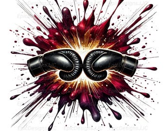 Guantoni da boxe PNG, Design a sublimazione, Design Knockout di boxe, Clipart di sport da combattimento, Motivazione in palestra, Download digitale, Disegni PNG