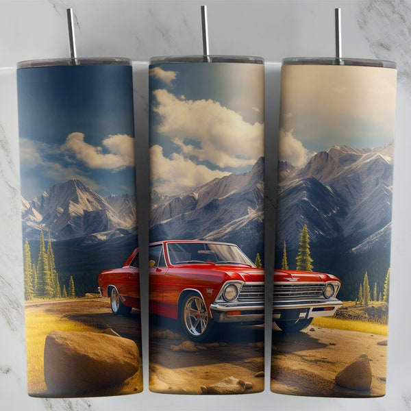 Red Chevelle - 20oz Skinny Tumbler Design PNG File - Chevelle - Sublimation - Digital Download - Classic Chevelle - Ai Image