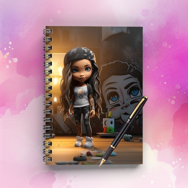 Graffiti Girl - Latina Graffiti Artist Image - Journal Cover PNG Design Sublimation - Digital Download - Ai Image – Planner Notebook Cover