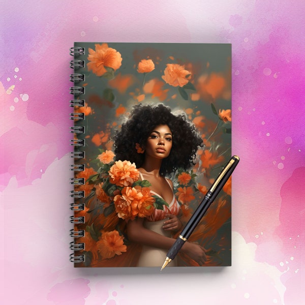 Gorgeous African American Woman Cover - Journal Cover PNG Design Sublimation - Digital Download - Ai Image – Planner Notebook Cover