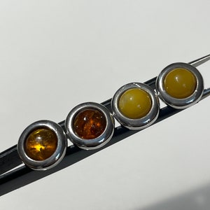 Cognac Amber Sterling Silver Button Earrings: Minimalist Round Geometric Deco Design