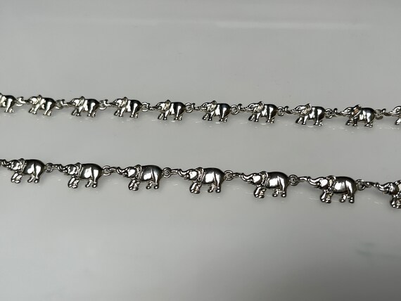 Vintage ELEPHANTS Continuous Pattern Silver Brace… - image 3