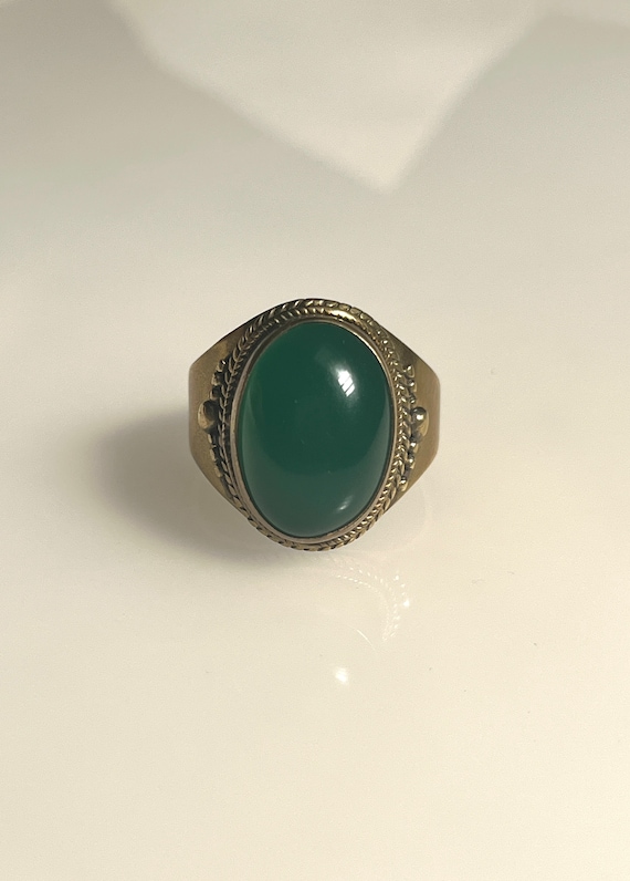 Vintage African Jade/ Green Garnet Copper Metal St