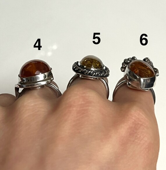 Statement Amber Silver Ring Medium Large Variety … - image 8