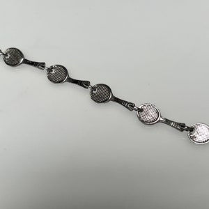 Tennis Bracelet Rackets Continuous Pattern Sterling Silver Unique Delicate Chain Link Charm Sports Fashion Unisex Adults Teens Kids Y2K