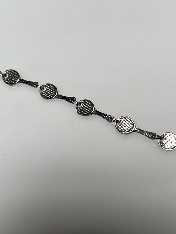 Tennis Bracelet Rackets Continuous Pattern Sterli… - image 1