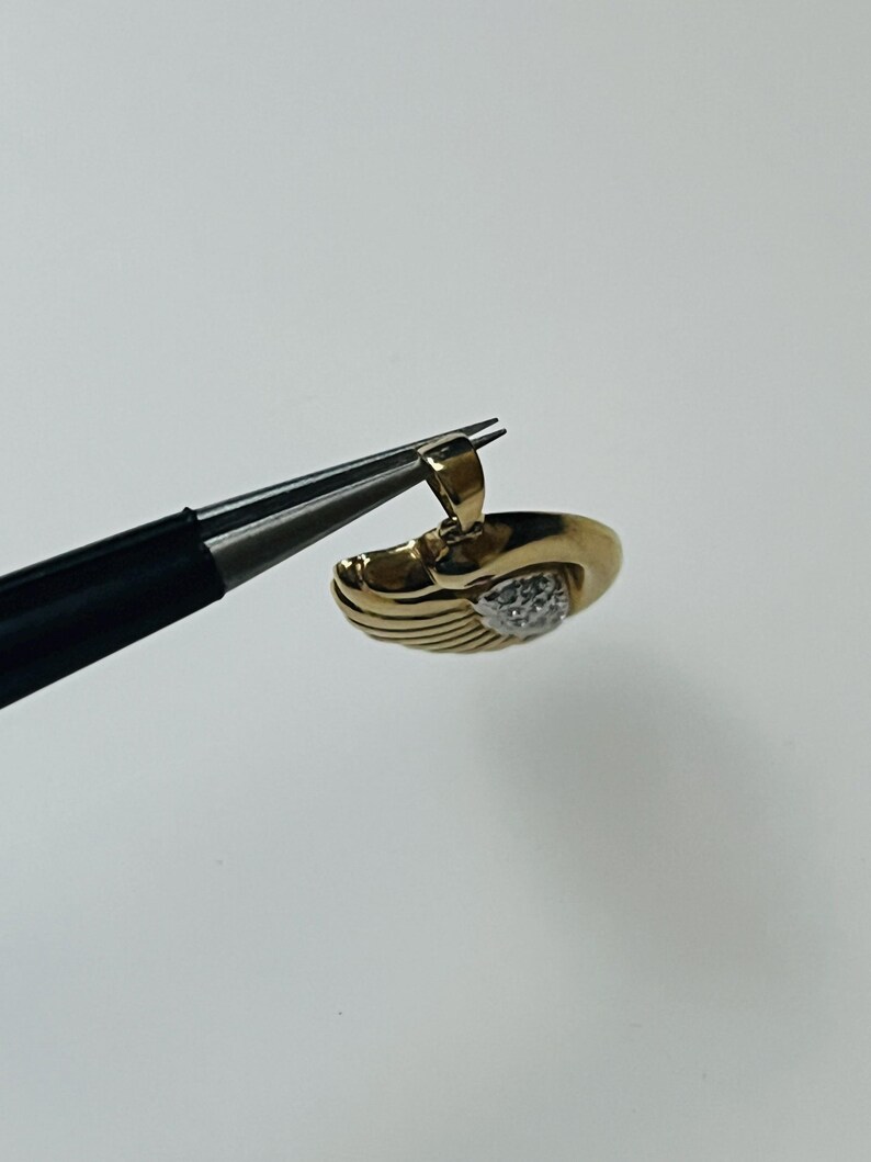 14K Yellow Gold Graceful Swan Diamond Ruby Pendant Unique Adorable