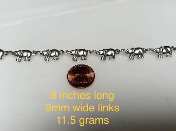 Vintage ELEPHANTS Continuous Pattern Silver Brace… - image 6