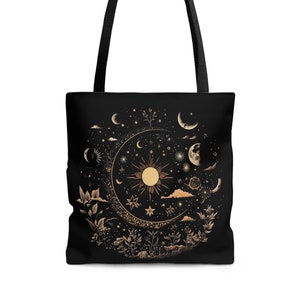 Magical Moon Tote Bag, Witchcore Bag, Mystic Moon Tote, Gift for Moon Lover, Celestial Moon, Witchy Aesthetic Bag, Botanical Moon Tote Bag