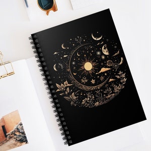 Magical Moon Spiral Notebook, Witchcore Gift, Dark Mystic Moon Notebook, Gift for Moon Lover, Celestial Moon Notebook, Gift for Writer