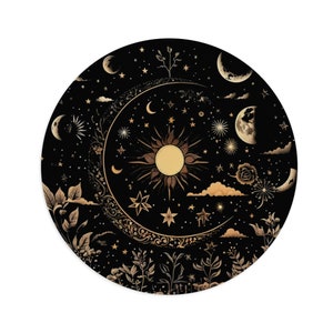 Magical Moon Mousepad, Boho Moon, Mystic Moon Mousepad, Gift for Moon Lover, Celestial Moon Mousepad, Boho Vintage Moon, Botanical Mousepad