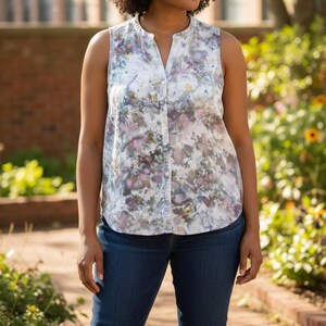 Reclaimed Eddie Bauer Tencel Tunic: Hand-Dyed Sleeveless Boho Top image 2