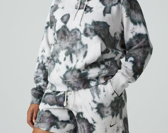 XLARGE NIKE Upcycled Brand Hoodie and Shorts, One-of-a-Kind Reclaimed Eco-Friendly Tie-Dyed