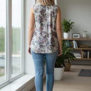 Reclaimed Eddie Bauer Tencel Tunic: Hand-Dyed Sleeveless Boho Top image 4