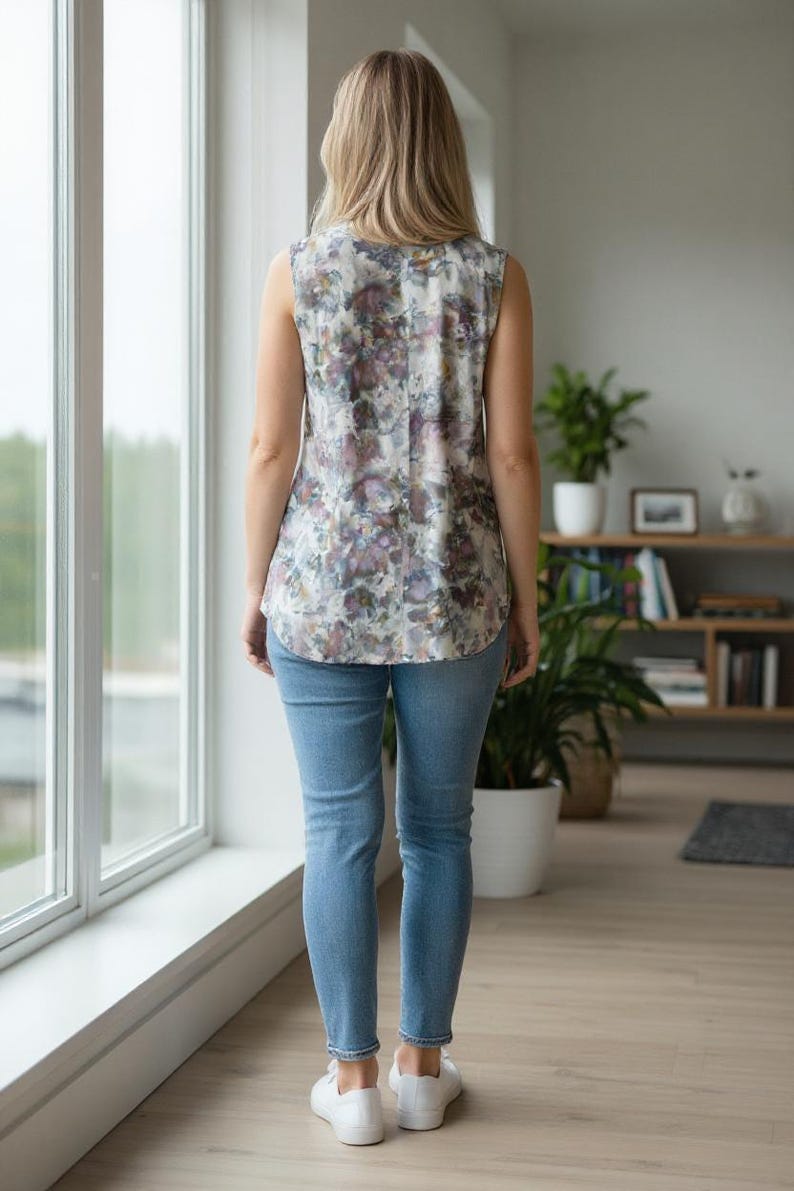 Reclaimed Eddie Bauer Tencel Tunic: Hand-Dyed Sleeveless Boho Top image 4