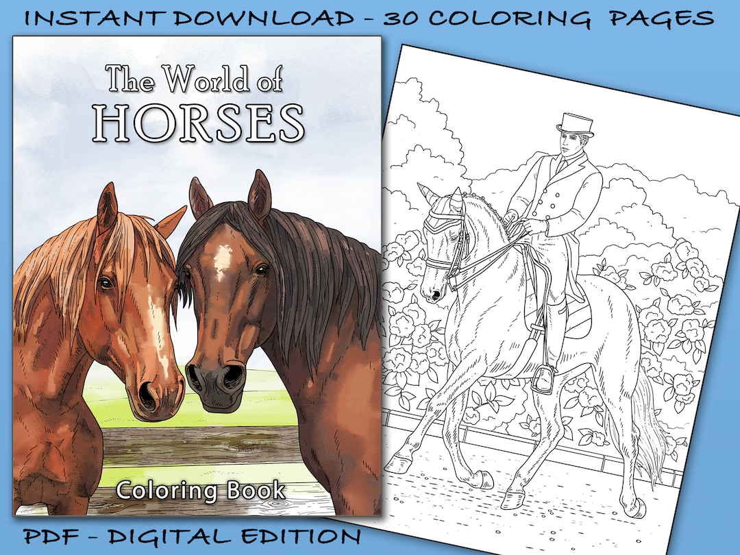 The World of Horses Coloring Book 30 Beautiful Equine Illustrations