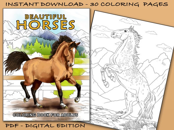 PRINTABLE Set of 10 Horse Breed Coloring Pages Digital Download - Etsy ...