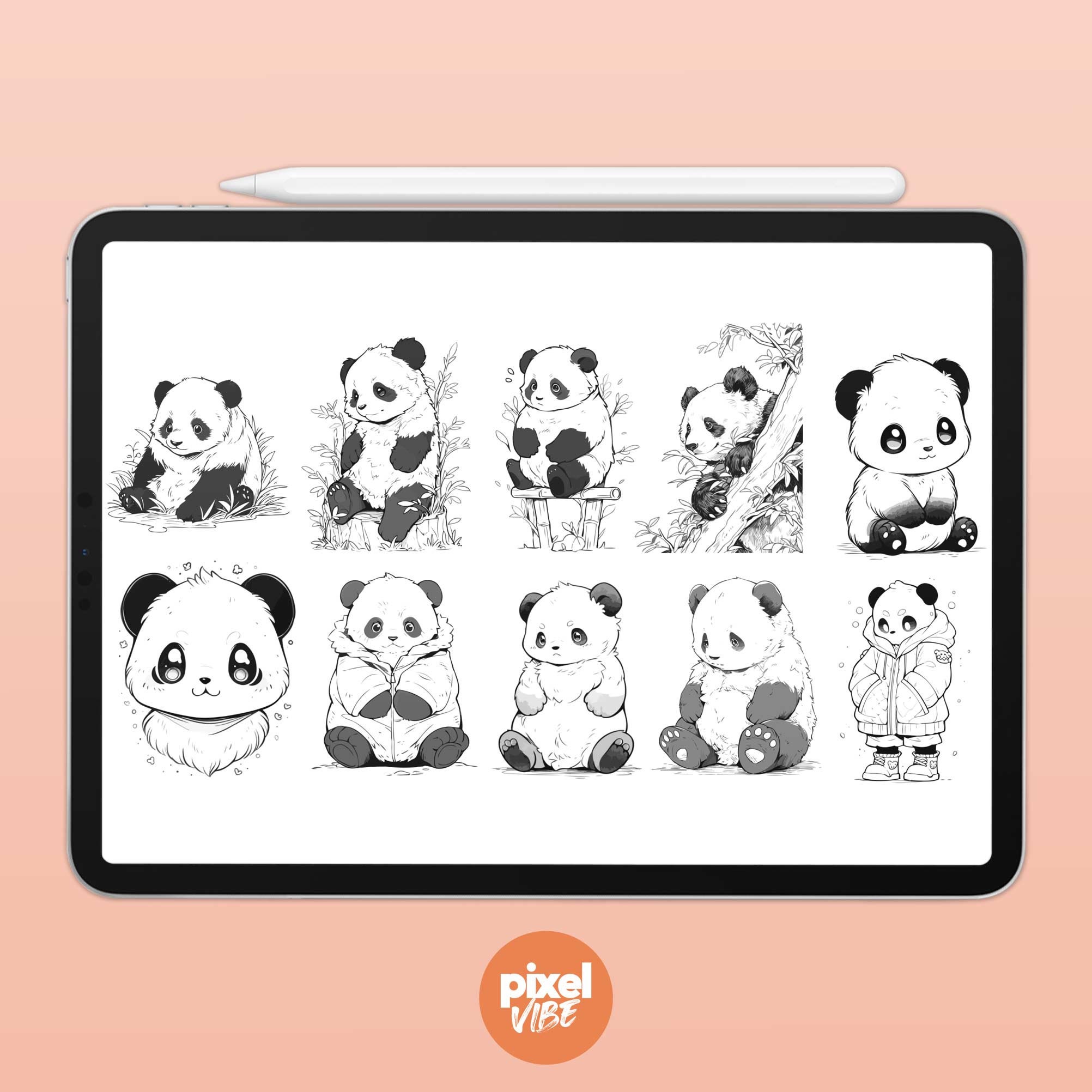 30 Panda Bear Stamp Brushes for Procreate - Illustration Art Set - Etsy