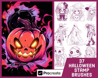 37 Halloween Stamp Brushes For Procreate - Illustration Brush Pack
