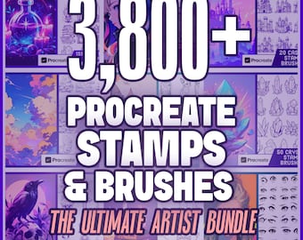 3,800+ Procreate Brushes & Stamps Bundle – Anime, Fantasy, Animals, Witchy | Commercial Use License | Whole Shop Procreate Brush Set