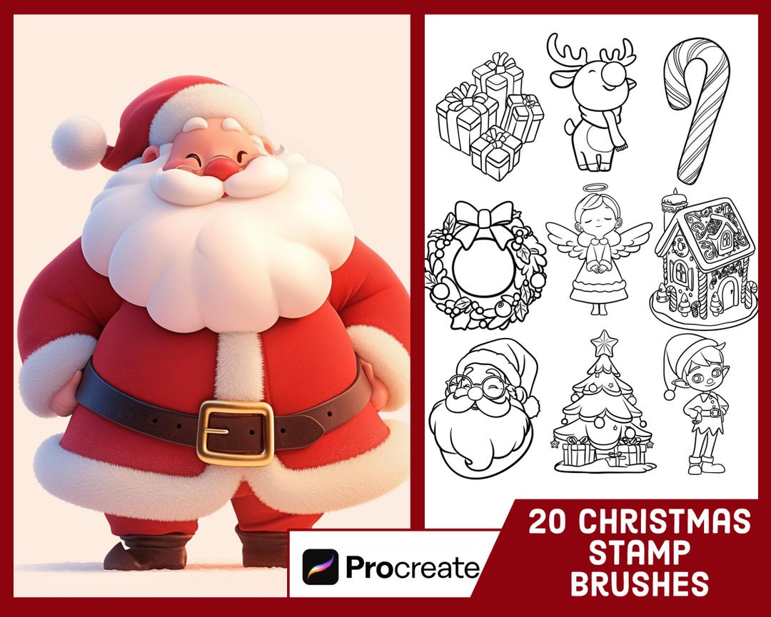 20 Christmas Stamp Brushes for Procreate - Festive Holiday Illustration ...