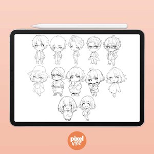 48 Chibi Character Guide Stamp Brushes for Procreate - Anime ...
