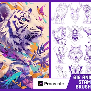 Procreate 用 616 種類の動物スタンプ ブラシ - 野生動物のイラスト ブラシ パック