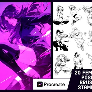 20 Female Pose Stamp Brushes For Procreate - Illustration Brush Pack