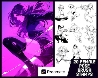 20 Female Pose Stamp Brushes For Procreate - Illustration Brush Pack